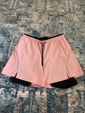 Fabletics Men’s Lined Running Shorts Pink Black 2-in-1 Size Large